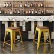 Afuera Living Backless Counter Stool with Poly Seat in Yellow/Teak