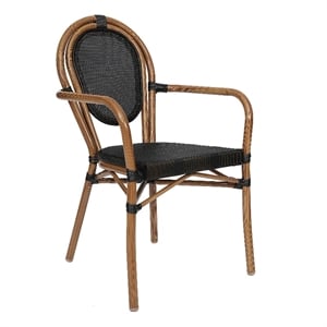 Afuera Living All-Weather Paris Chair with Arms & Natural Metal Frame in Black