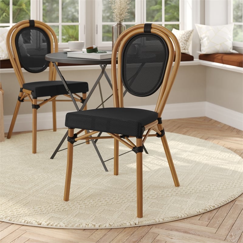 Afuera Living All-Weather Paris Chair with Natural Metal Frame in Black