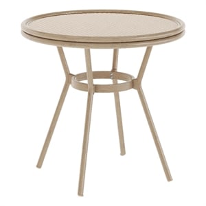 Afuera Living Indoor/Outdoor Commercial Glass Top Bistro Table in Natural/White