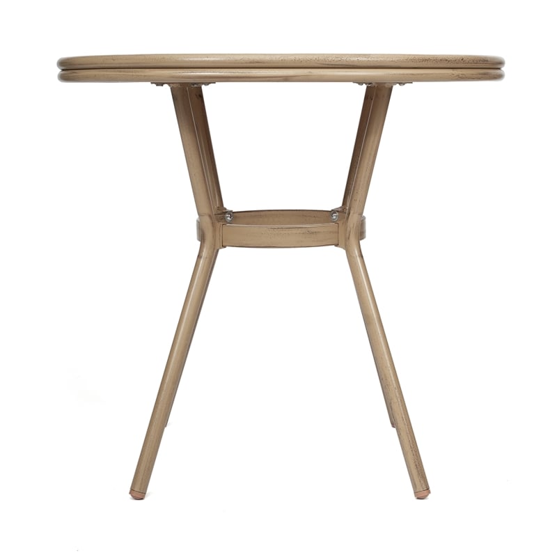 Afuera Living Indoor/Outdoor Commercial Glass Top Bistro Table in Natural/White