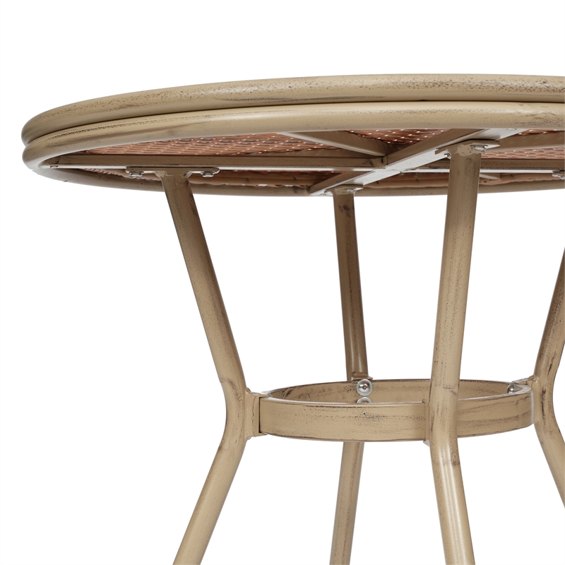 Afuera Living Indoor/Outdoor Commercial Glass Top Bistro Table in Natural/White