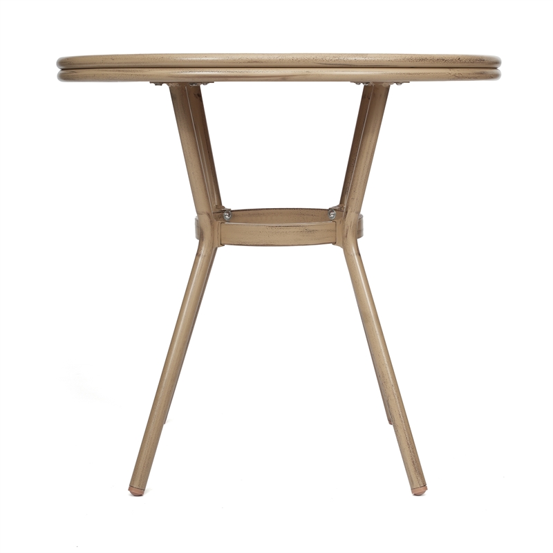 Afuera Living Indoor/Outdoor Commercial Glass Top Bistro Table in Natural/White