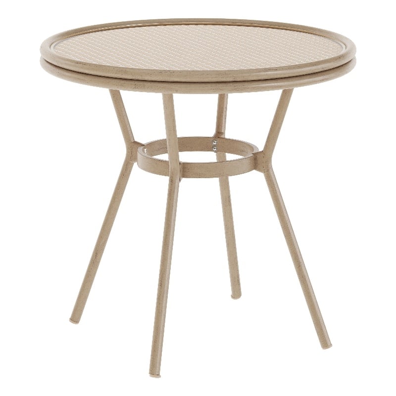 Afuera Living Indoor/Outdoor Commercial Glass Top Bistro Table in Natural/White