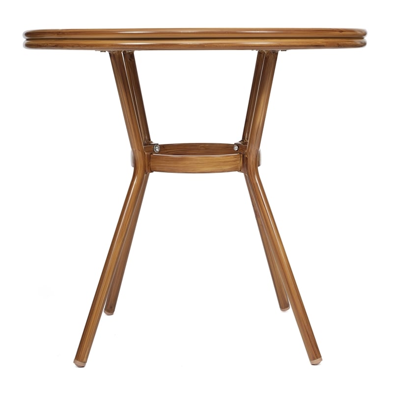 Afuera Living Indoor/Outdoor Commercial Glass Top Bistro Table in White/Gray