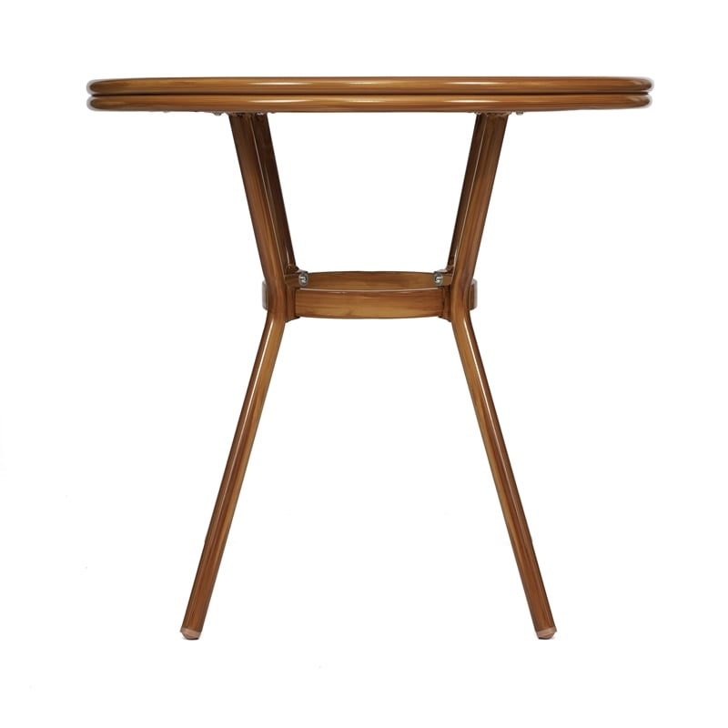 Afuera Living Indoor/Outdoor Commercial Glass Top Bistro Table in White/Navy