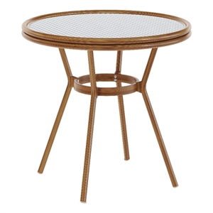 Afuera Living Indoor/Outdoor Commercial Glass Top Bistro Table in White/Navy