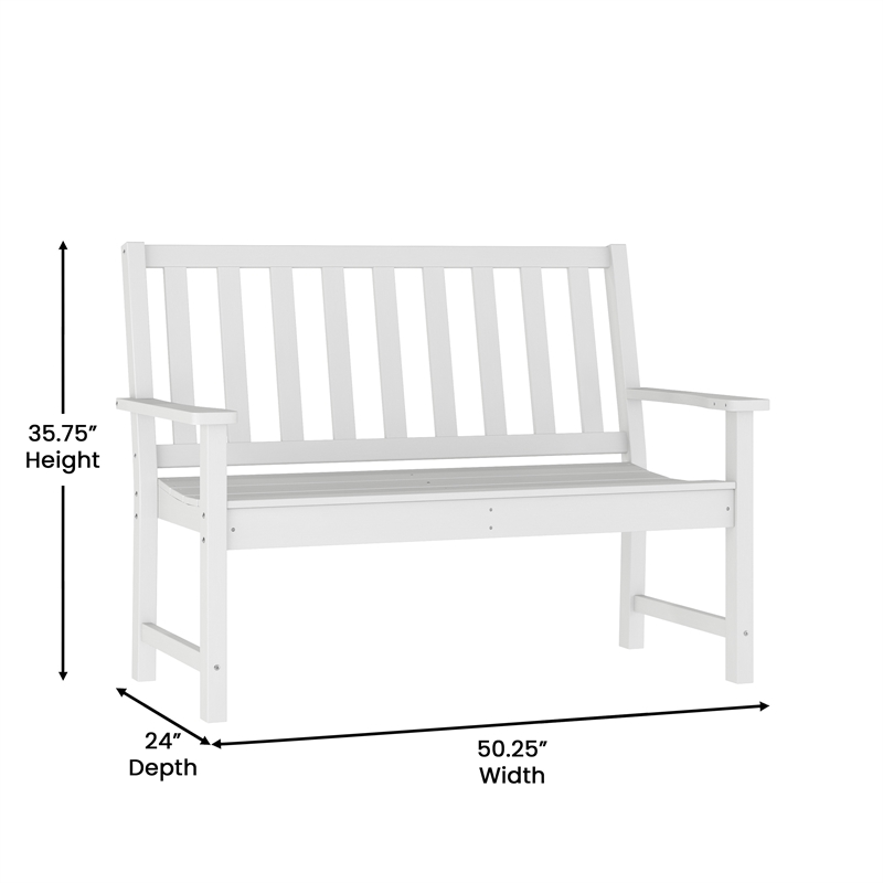 Afuera Living Heavy Duty Recycled HDPE Bench with Curved Seat in White