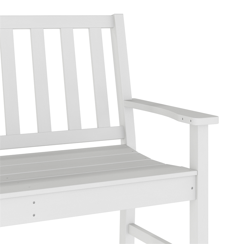 Afuera Living Heavy Duty Recycled HDPE Bench with Curved Seat in White