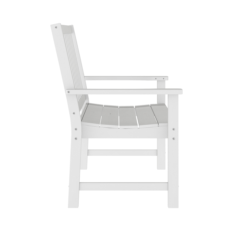 Afuera Living Heavy Duty Recycled HDPE Bench with Curved Seat in White