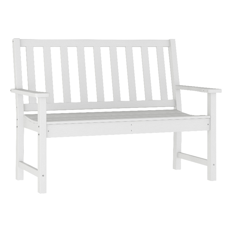 Afuera Living Heavy Duty Recycled HDPE Bench with Curved Seat in White