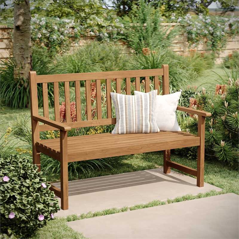 Afuera Living Indoor/Outdoor 2-Person Patio Acacia Wood Bench Loveseat in Brown