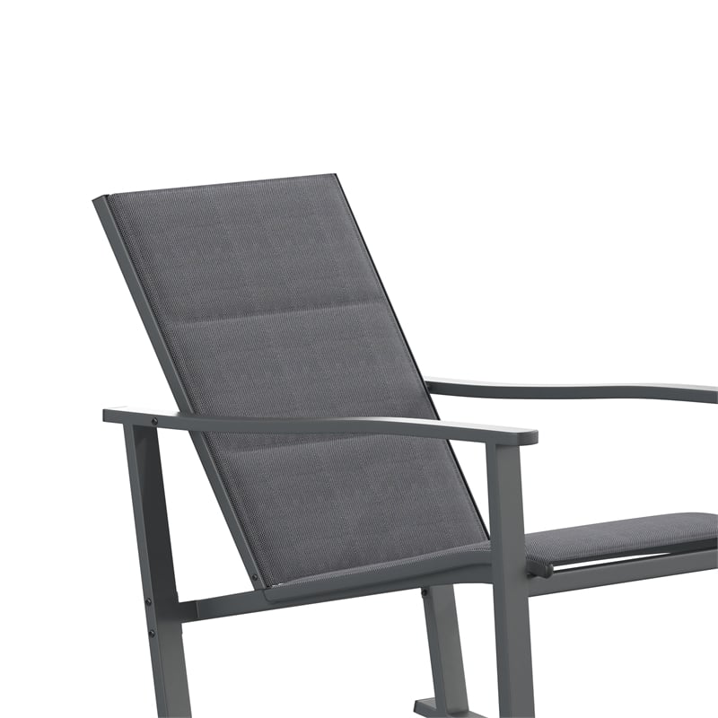 Afuera Living Set of 2 Flex Rocking Chairs with Metal Frames in Black/Black