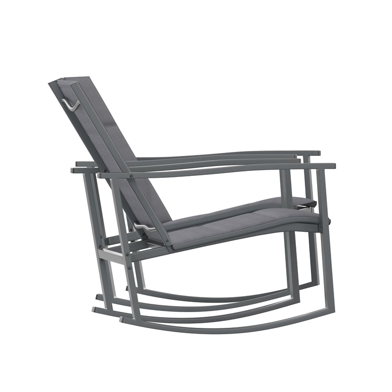 Afuera Living Set of 2 Flex Rocking Chairs with Metal Frames in Black/Black