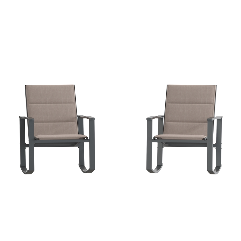 Afuera Living Set of 2 Flex Rocking Chairs with Metal Frames in Brown/Black