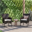 Afuera Living Espresso Wicker Wrapped Steel Frame Patio Chairs & Cream Cushions