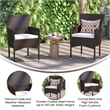 Afuera Living Espresso Wicker Wrapped Steel Frame Patio Chairs & Cream Cushions