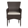 Afuera Living Espresso Wicker Wrapped Steel Frame Patio Chairs & Cream Cushions