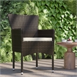 Afuera Living Espresso Wicker Wrapped Steel Frame Patio Chairs & Cream Cushions
