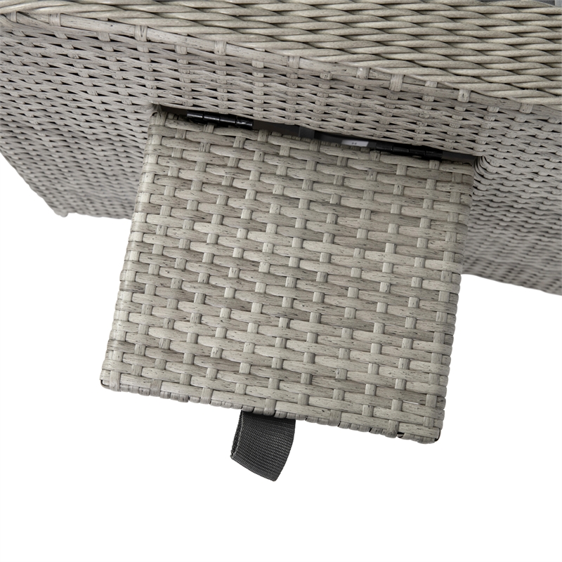 Afuera Living Wicker Rattan Recliner with Flip-Up Side Table in Gray