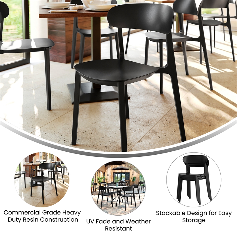 Afuera Living All-Weather Resin Patio Stack Chair with Contoured Backrest