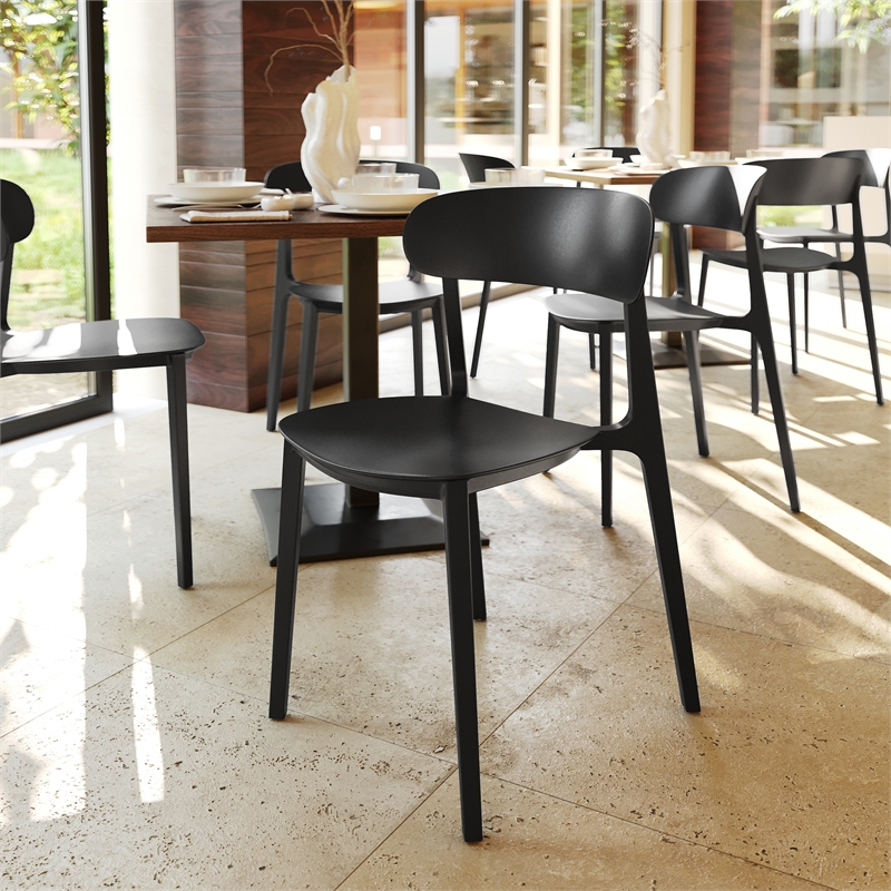 Afuera Living All-Weather Resin Patio Stack Chair with Contoured Backrest