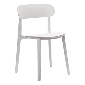 Afuera Living All-Weather White Resin Patio Stack Chair with Contoured Backrest