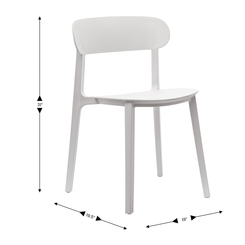 Afuera Living All-Weather White Resin Patio Stack Chair with Contoured Backrest