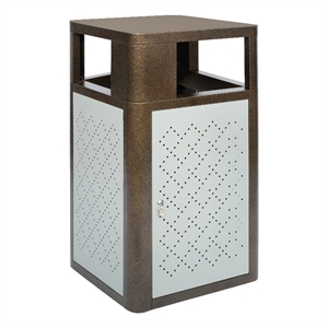 Afuera Living 31.4 GAL Steel Trash Can with Inner Bin Locking Access Door/Silver