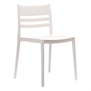 Afuera Living All-Weather White Resin Patio Stack Chair with Slatted Backrest