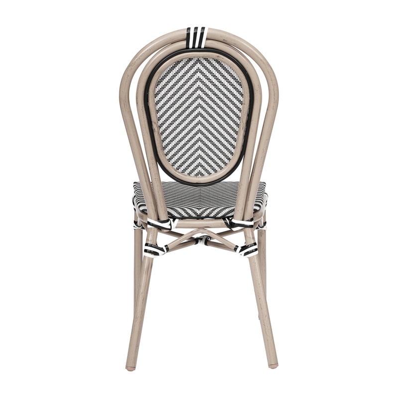 Afuera Living All-Weather Paris Chair with LT Natural Metal Frame in Black/White