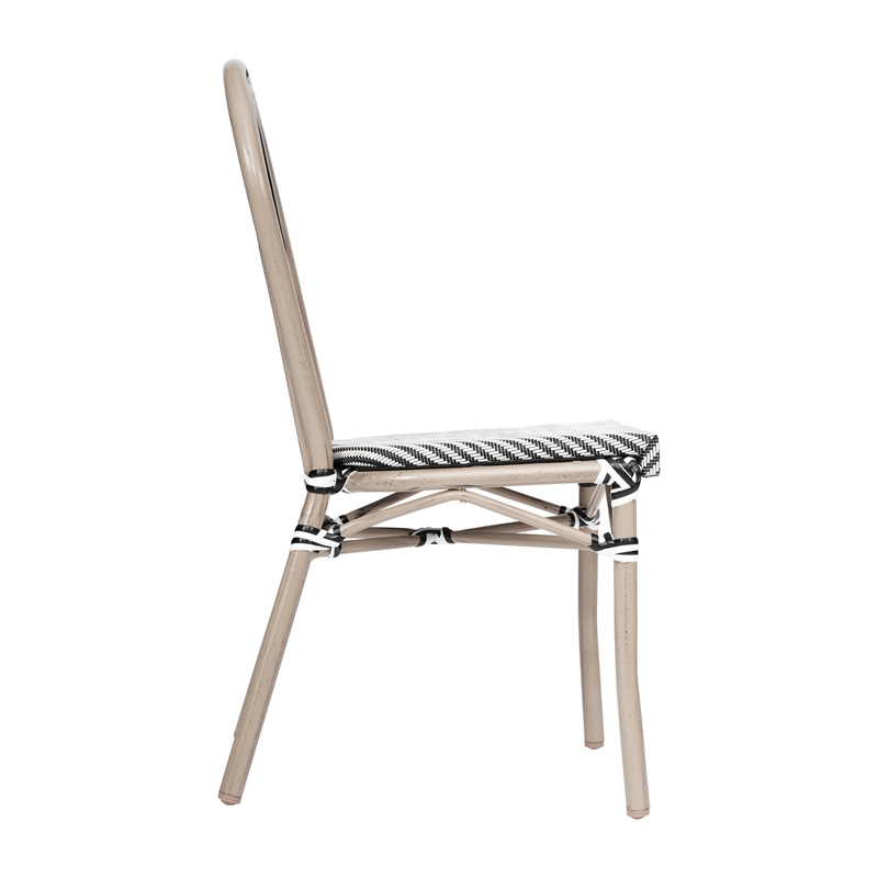 Afuera Living All-Weather Paris Chair with LT Natural Metal Frame in Black/White