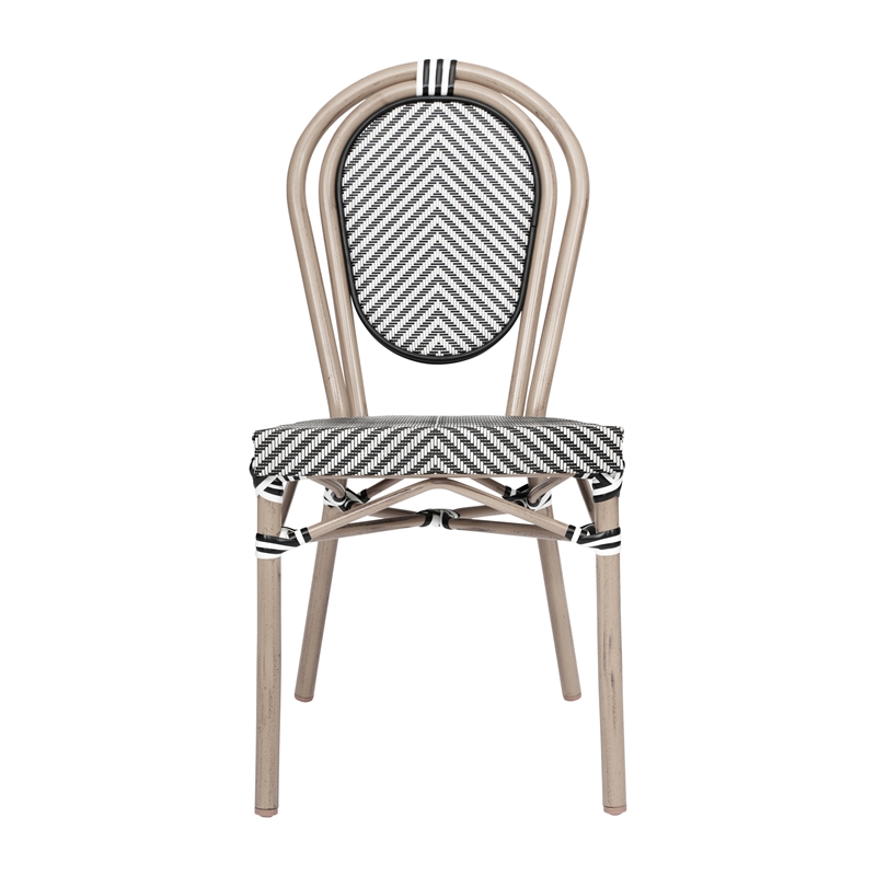 Afuera Living All-Weather Paris Chair with LT Natural Metal Frame in Black/White