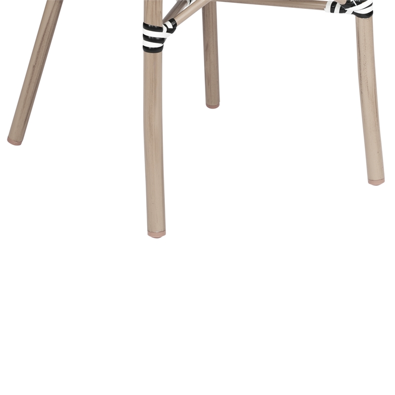 Afuera Living Paris Chair with Arms & LT Natural Metal Frame in Black/White