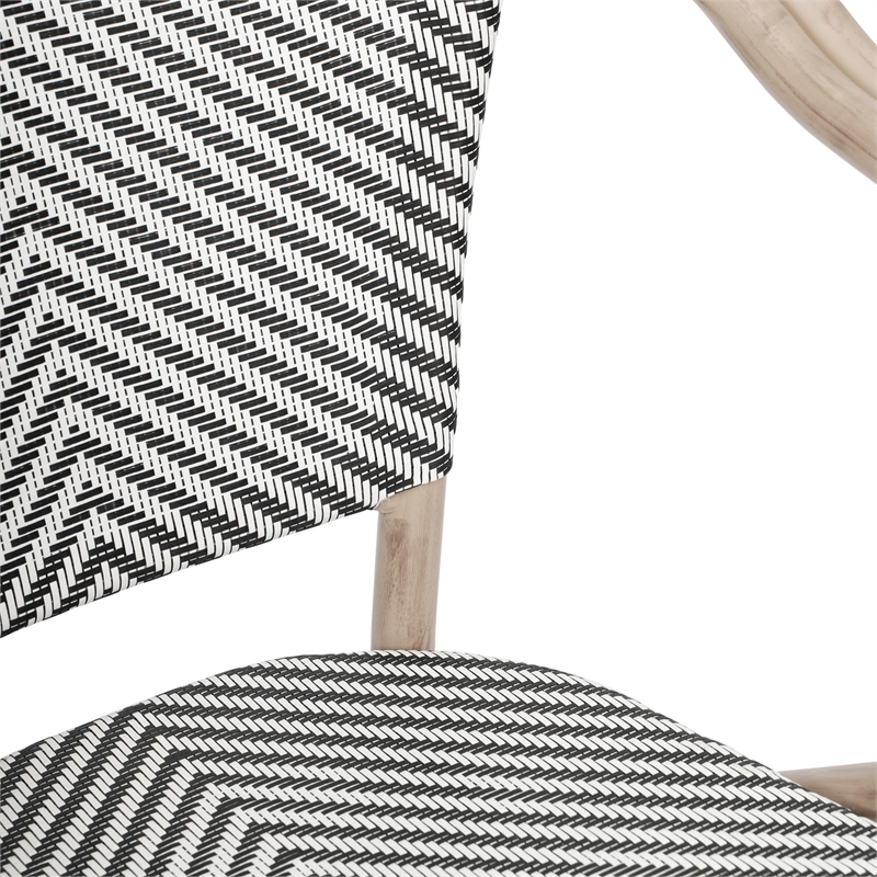 Afuera Living Paris Chair with Arms & LT Natural Metal Frame in Black/White