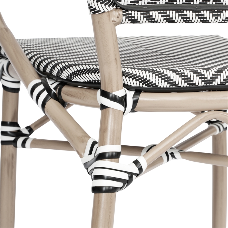 Afuera Living Paris Chair with Arms & LT Natural Metal Frame in Black/White