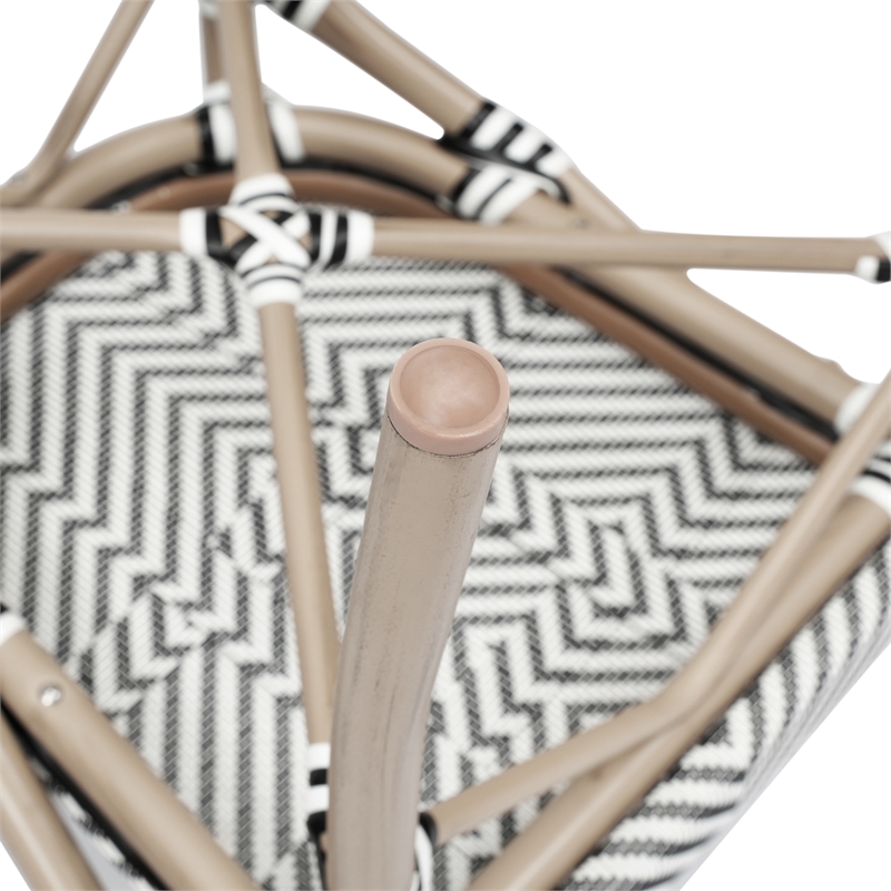 Afuera Living Paris Chair with Arms & LT Natural Metal Frame in Black/White