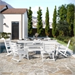 Afuera Living All Weather Adirondack Table & 6 Chairs with Cupholders in White