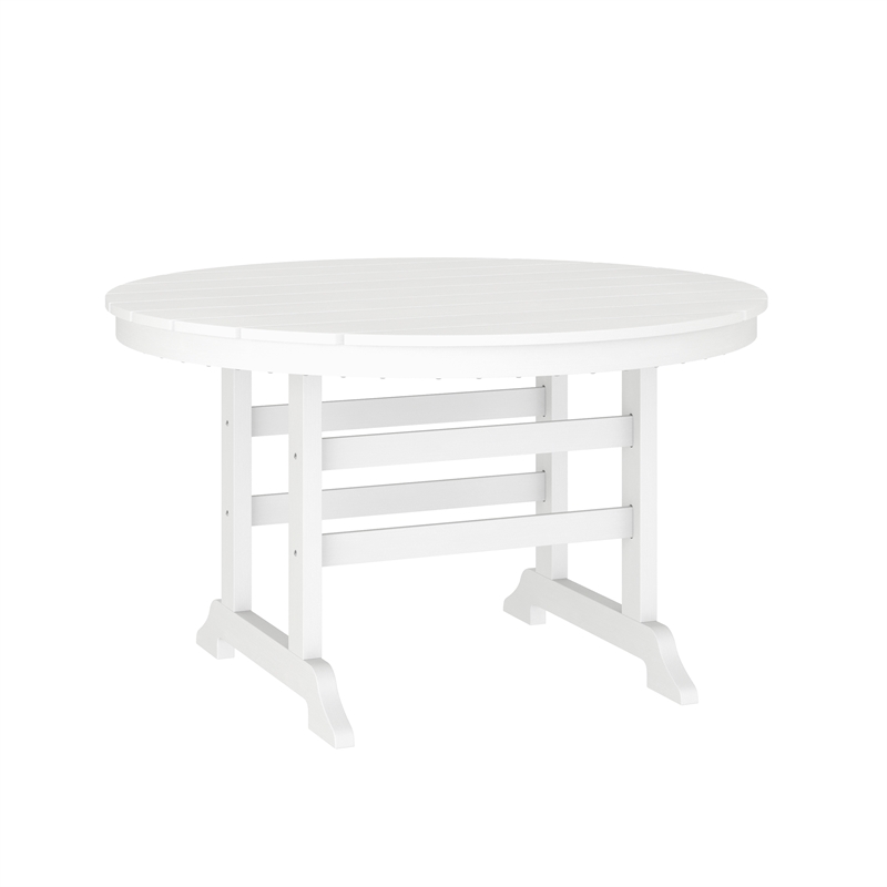 Afuera Living All Weather Adirondack Table & 4 Chairs with Cupholders in White