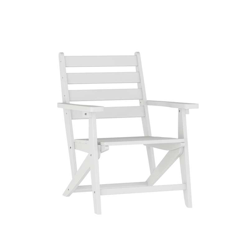 Afuera Living All Weather Adirondack Table & 4 Chairs with Cupholders in White