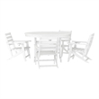 Afuera Living All Weather Adirondack Table & 4 Chairs with Cupholders in White