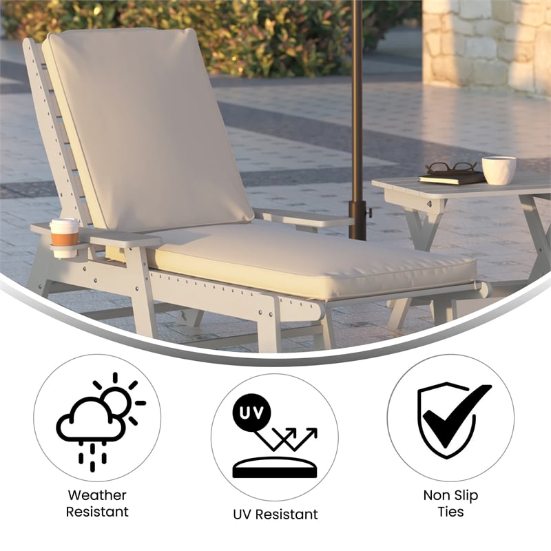 Afuera Living Water-Resistant Outdoor Chaise Lounge Patio Cushion in Beige