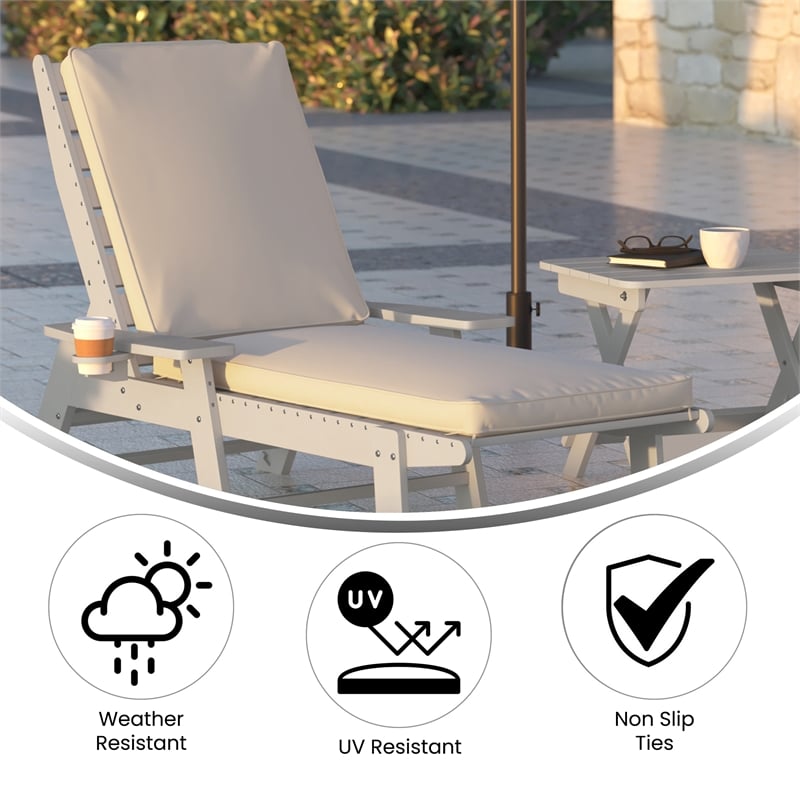 Afuera Living Water-Resistant Outdoor Chaise Lounge Patio Cushion in Beige