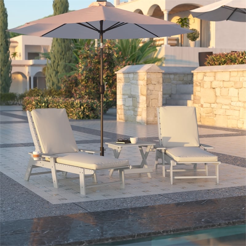 Afuera Living Water-Resistant Outdoor Chaise Lounge Patio Cushion in Beige