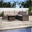 Afuera Living Indoor/Outdoor Conversation Set with Sofa & Table in Beige & Brown