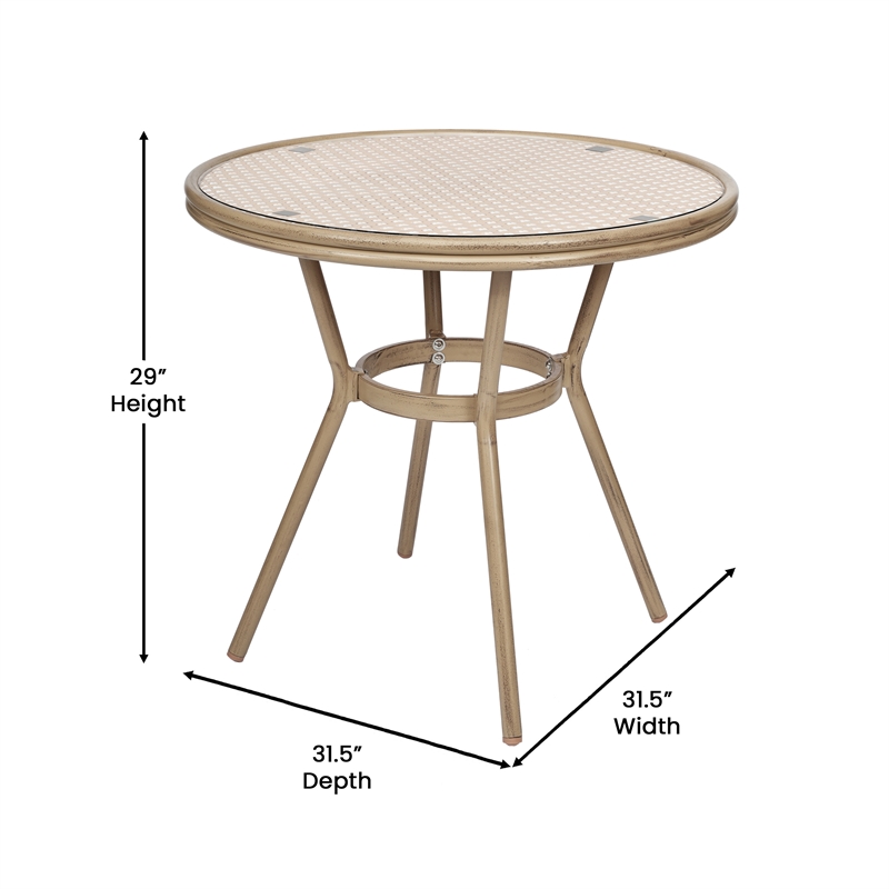 Afuera Living Indoor/Outdoor Bistro Set with Table & 4 Chairs in Natural/White