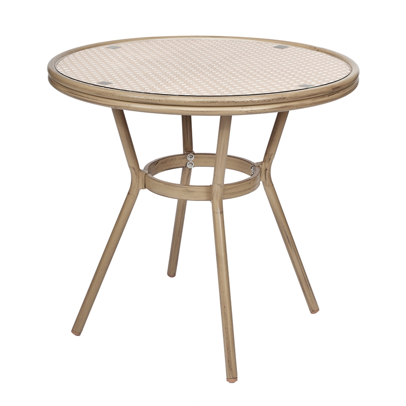 Afuera Living Indoor/Outdoor Bistro Set with Table & 4 Chairs in Natural/White