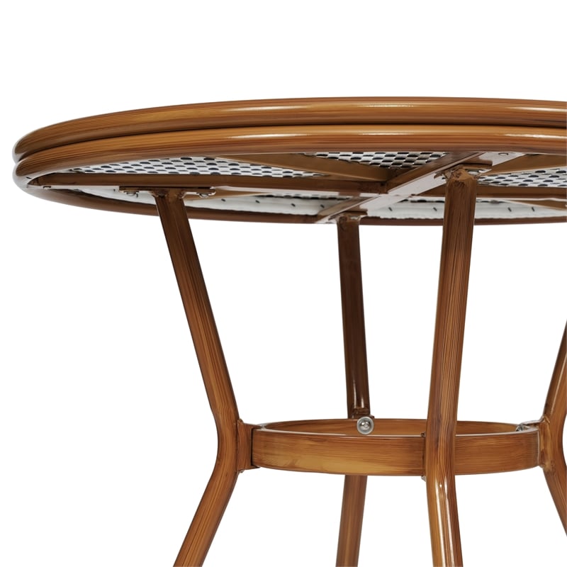 Afuera Living Indoor/Outdoor Bistro Set with Table & 4 Chairs in White/Navy