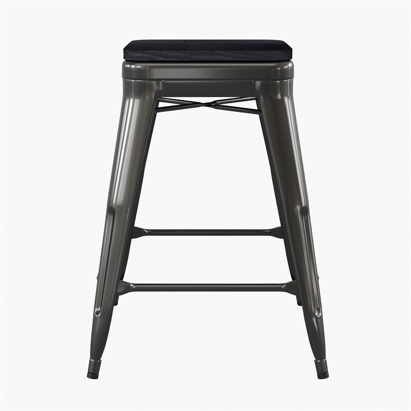 Afuera Living Backless Counter Stool with Poly Seat in Black/Black