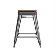 Afuera Living Indoor/Outdoor Backless Counter Stool with Poly Seat in Black/Teak